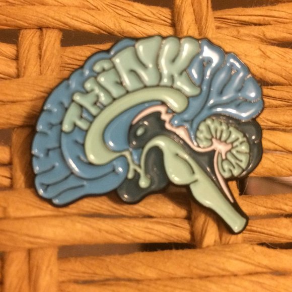 Brain "Think" enamel pin (add to bundle to get 10% off 2 or more items) - Picture 4 of 6